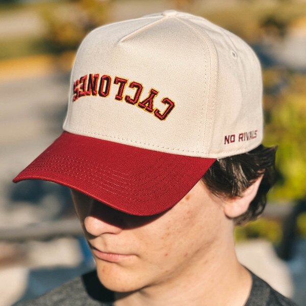 No Rivals Cyclones Upside Down Beige & Cardinal Adjustable Hat